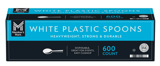 Member's Mark Heavyweight White Plastic Spoons, 600 ct.