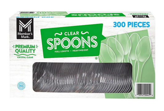 Member's Mark Clear Plastic Spoons, Heavyweight 300 ct.