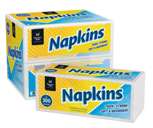 Member's Mark Everyday 1-Ply White Napkins 4 pks., 300 napkins/pk.