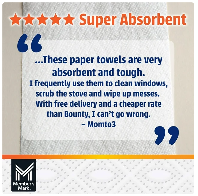 Member's Mark Select & Tear 2-Ply Paper Towel 15 rolls, 150 sheets/roll