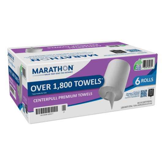 Marathon Centerpull Premium 1-Ply White Paper Towels 6 rolls, 300sheets/roll