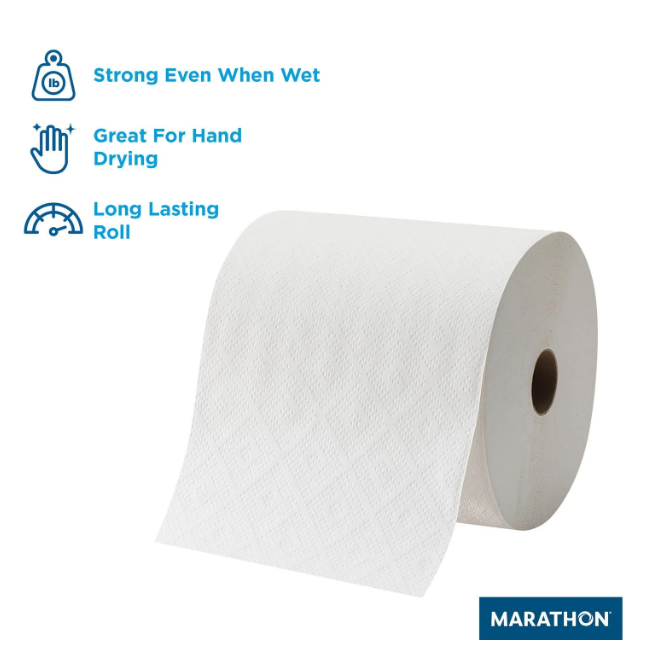 Marathon Hardwound Roll 1-Ply White Paper Towels 6 rolls, 700 ft./roll