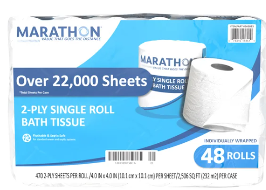 Marathon Bath Tissue, 2-Ply, 470 Sheets, 48 Rolls