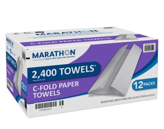 Marathon Paper Towel, C-Fold, 2-Ply, 200 Sheets, 12-count