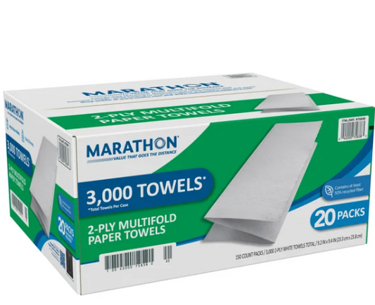 Marathon Paper Towels , Premium Multifold, 150 Towels, 20-count