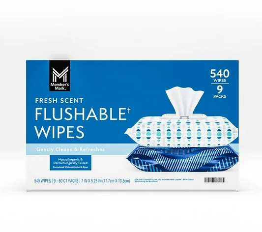 Member's Mark Flushable Wipes, Fresh Scent, 540 ct.