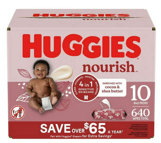 Huggies Nourish Baby Wipes, Cocoa & Shea Butter, 10 pk., 640 Wipes