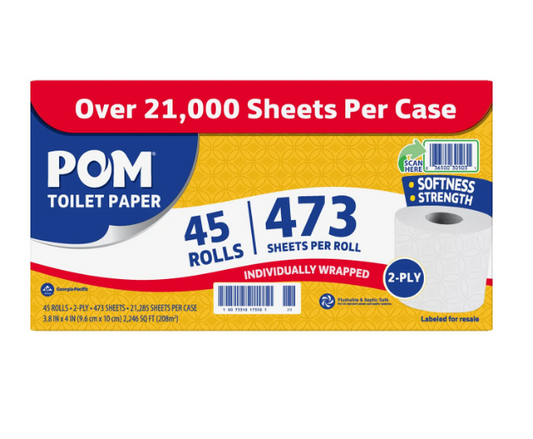 POM 2-Ply Toilet Paper 45 rolls, 473 sheets/roll