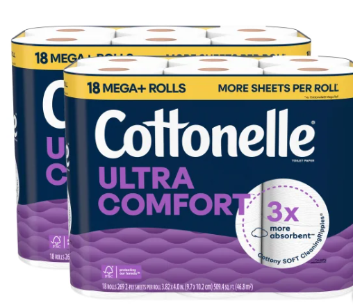 Cottonelle Ultra Comfort Bath Tissue, 2-ply, 269 Sheets, 36 Rolls