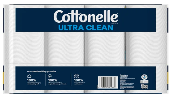Cottonelle Ultra Clean Bath Tissue, 1-Ply, 313 Sheets, 36 Rolls
