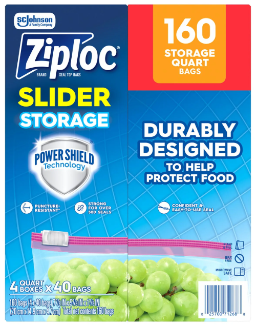 Ziploc Slider Quart Storage Bags, 160 ct.