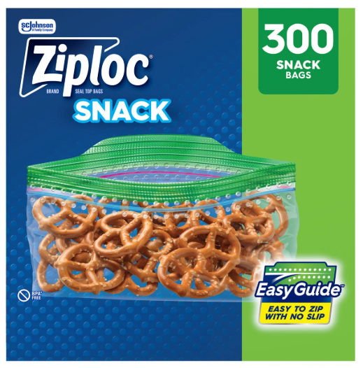 Ziploc Grip 'n Seal Top Snack Bags, 300 ct.