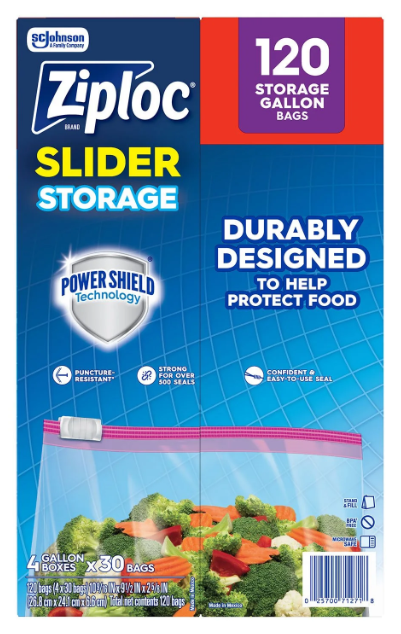 Ziploc Storage Slider Gallon Bags, 120 ct.