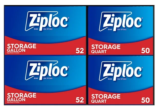 Ziploc Gallon & Storage Quart Bags with New Stay Open Design, 204 ct.