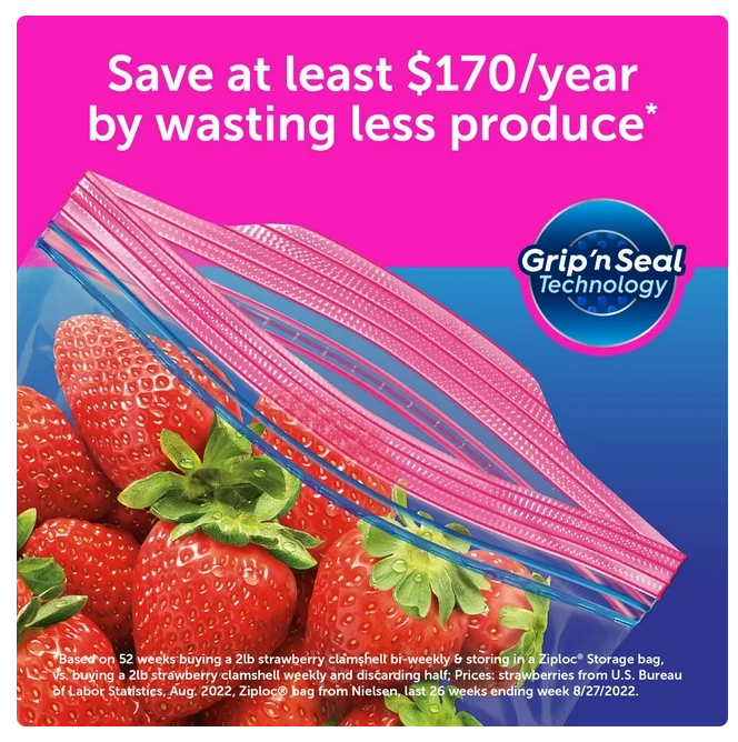 Ziploc Gallon & Storage Quart Bags with New Stay Open Design, 204 ct.
