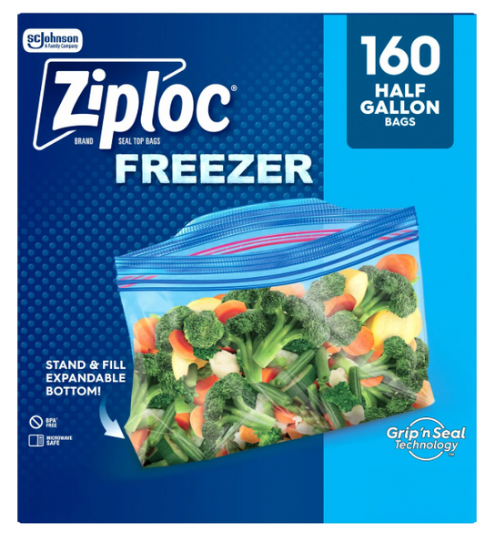 Ziploc Half Gallon Freezer Bags, 160 ct.
