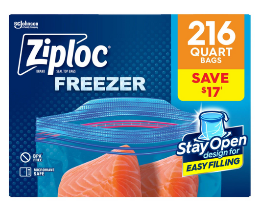 Ziploc Seal Top Quart Freezer Bags, 216 ct.