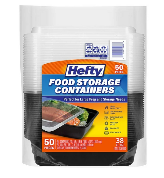 Hefty Food Storage Container with Lids 38 oz., 50 pcs.