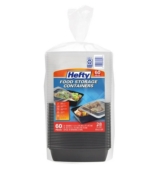Hefty Food Storage Containers with Lids, 28 oz., 60 pc.