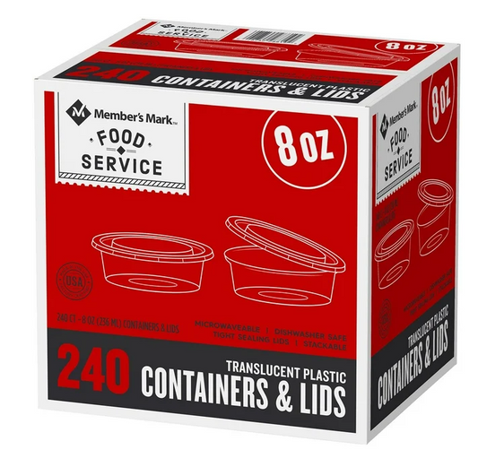 Member's Mark Plastic Deli Containers with Lids 8 oz., 240 ct.