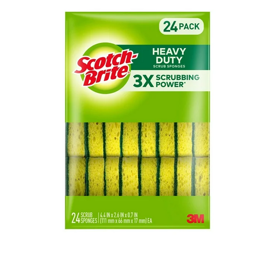 Scotch-Brite Heavy Duty Scrub Sponges, Individually Wrapped 24 ct.