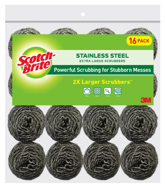 Scotch-Brite Stainless Steel Extra Large Scrubbers,16 ct.