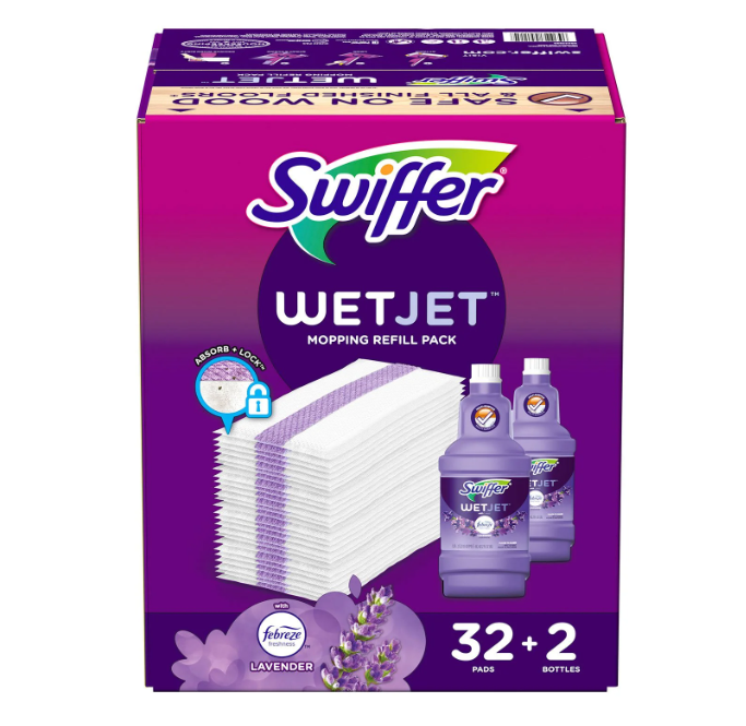 Swiffer WetJet Refill Pack, Lavender, 32 Pads + 2 Refills
