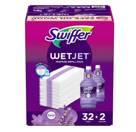Swiffer WetJet Refill Pack, Lavender, 32 Pads + 2 Refills