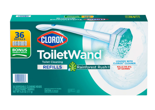 Clorox ToiletWand Toilet Cleaning Kit, Rainforest Rush, 1 ToiletWand Handle + 36 Refills