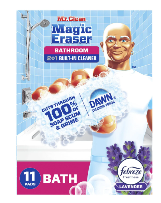 Mr. Clean Magic Eraser 2-in-1 Bathroom Cleaner Sponge, Lavender, 11 ct.