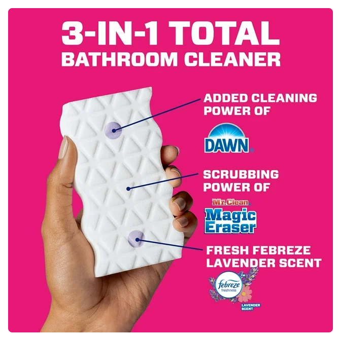 Mr. Clean Magic Eraser 2-in-1 Bathroom Cleaner Sponge, Lavender, 11 ct.