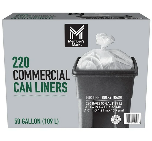 Member's Mark 50-Gallon Commercial Can Liners, 220 ct.