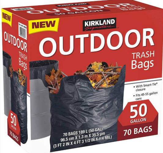 Kirkland Signature 50-Gallon Outdoor Trash Bag, 70-count