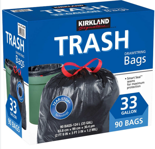 Kirkland Signature Flex-Tech 33-Gallon Trash Bag, 90-count