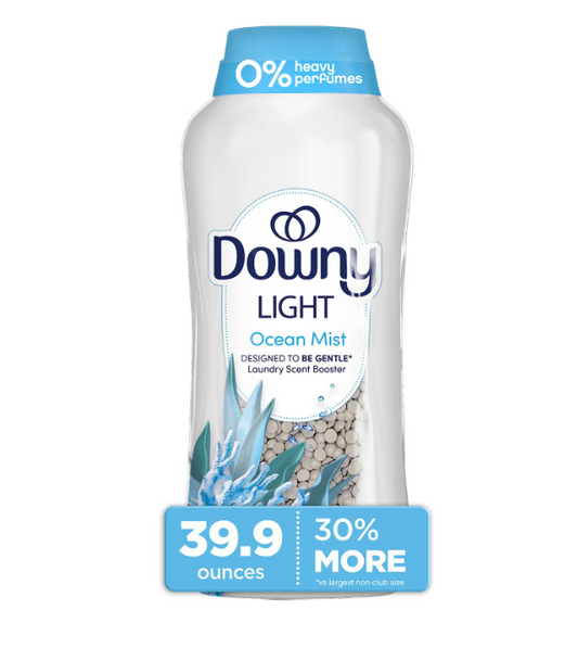 Downy Light Laundry In-Wash Scent Booster Beads, Ocean Mist Scent, 39.9 oz