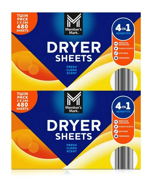 Member's Mark Fabric Softener Dryer Sheets, Fresh Scent, 480 ct.