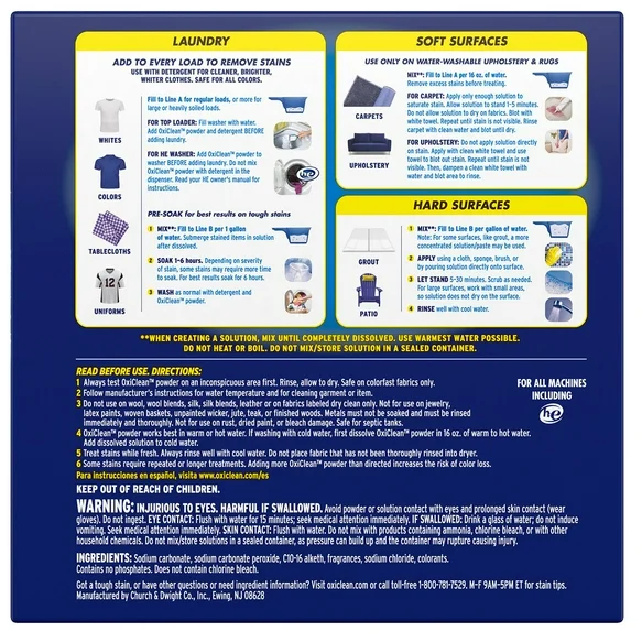 OxiClean Concentrated Max Efficiency Versatile Stain Remover Powder 8.08 lbs.