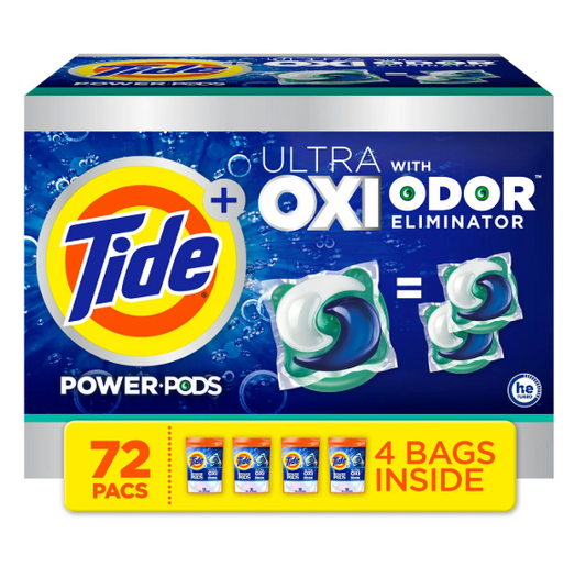 Tide Power PODS + Ultra OXI Laundry Detergent Pacs, 72 ct.
