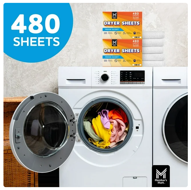 Member's Mark Fabric Softener Dryer Sheets, Fresh Scent, 480 ct.