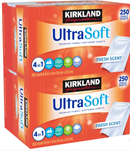 2-Day Delivery Kirkland Signature Fabric Softener Sheets, 250-count, 2-pack