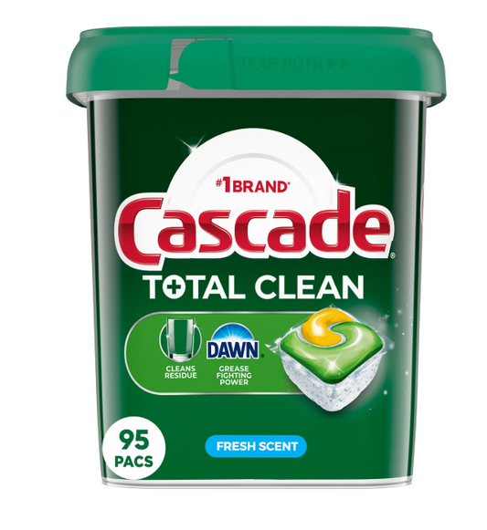 Cascade Total Clean ActionPacs Dishwasher Detergent, Fresh Scent, 95 ct.