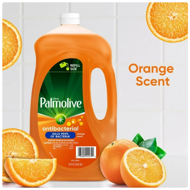 Palmolive Antibacterial Dishwashing Liquid Dish Soap, Orange 102 fl.oz.