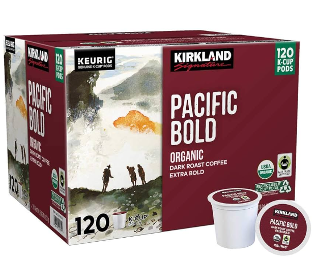 Kirkland Signature Coffee Organic Pacific Bold K-Cup Pod, 120-count