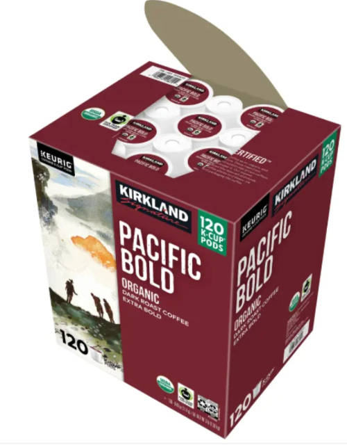 Kirkland Signature Coffee Organic Pacific Bold K-Cup Pod, 120-count