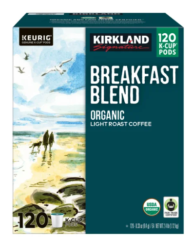 Kirkland Signature Coffee Organic Breakfast Blend K-Cup Pod, 120-count