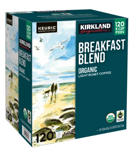 Kirkland Signature Coffee Organic Breakfast Blend K-Cup Pod, 120-count