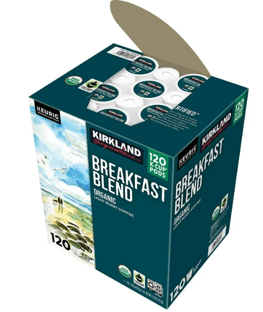 Kirkland Signature Coffee Organic Breakfast Blend K-Cup Pod, 120-count