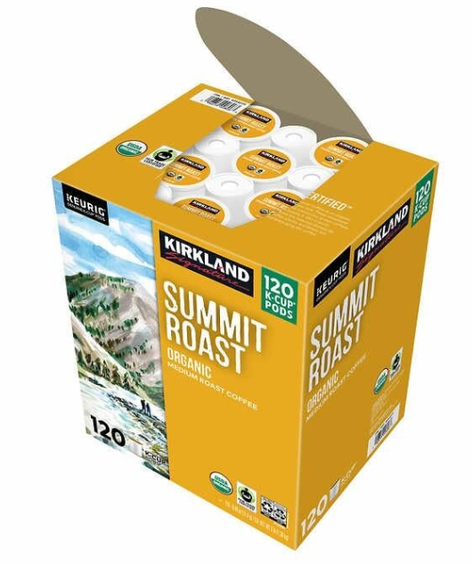 Kirkland Signature Coffee Organic Summit Roast K-Cup Pod, 120-count