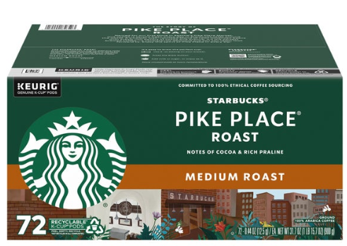 Starbucks Pike Place Medium Roast K-Cup, 72-count
