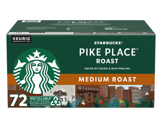 Starbucks Medium Roast K-Cup Coffee Pods, Pike Place, 72 ct.